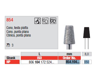 Fresa diamantada Fig.854 grano medio cal.050 - Edenta