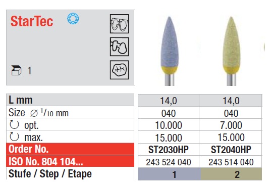 Pulidor para cerámica 2 Fases Startec Forma de Bala HP 1u EDENTA