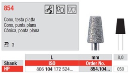 [854.104.050] Fresas diamantadas Fig. 854 Grano Medio Cono Punta Plana HP 3u Edenta