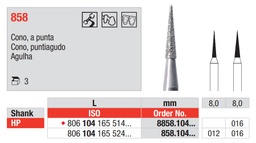 Fresas diamantadas Fig. 858 Grano Medio Cono Puntiagudo HP 3u EDENTA